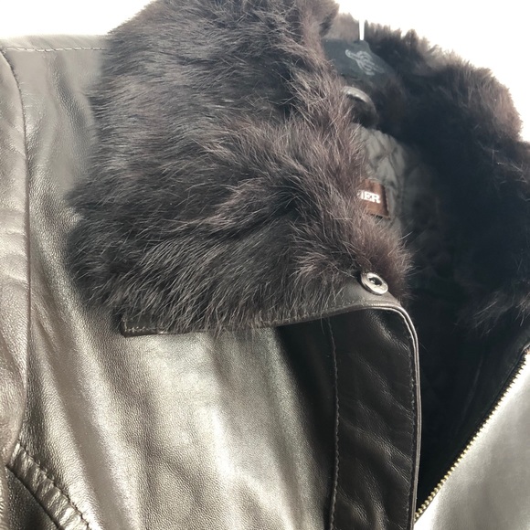 DANIER BROWN LEATHER JACKET W FUR - Picture 3 of 9